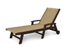 POLYWOOD Coastal Chaise with Wheels in Mahogany with Burlap fabric