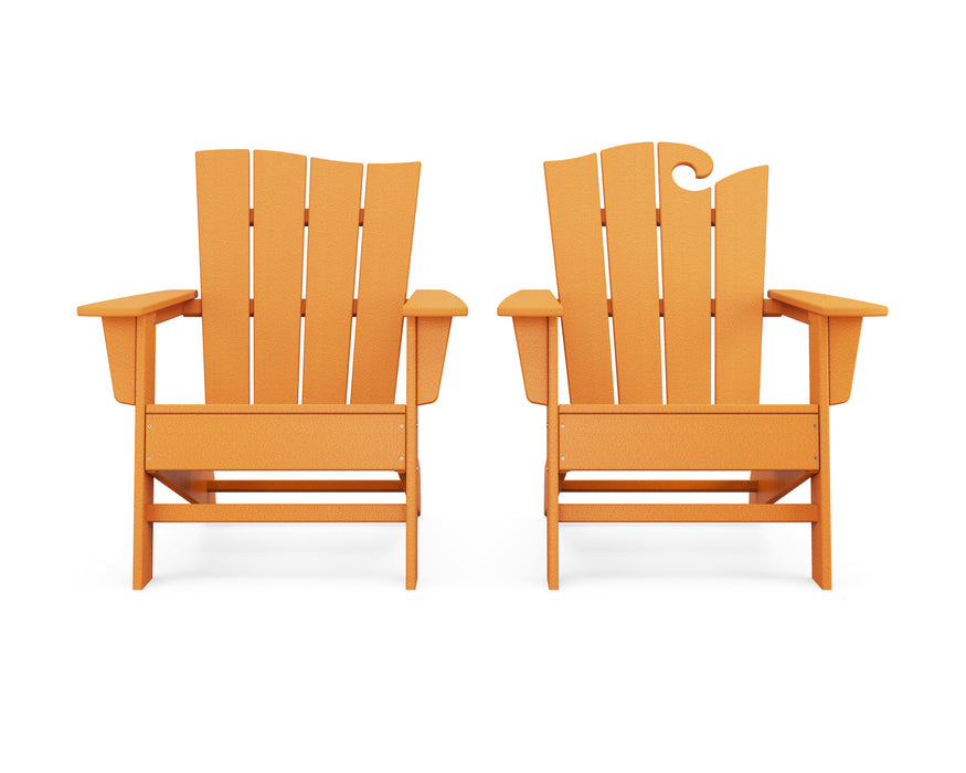 POLYWOOD Wave 2-Piece Adirondack Set with The Wave Chair Left in Tangerine