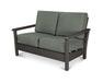 POLYWOOD Harbour Deep Seating Settee in Vintage Coffee with Cast Sage fabric