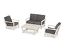 POLYWOOD Harbour 4-Piece Deep Seating Set in Sand with Sesame fabric