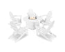 POLYWOOD Classic Folding Adirondack 6-Piece Conversation Set with Fire Pit Table in White