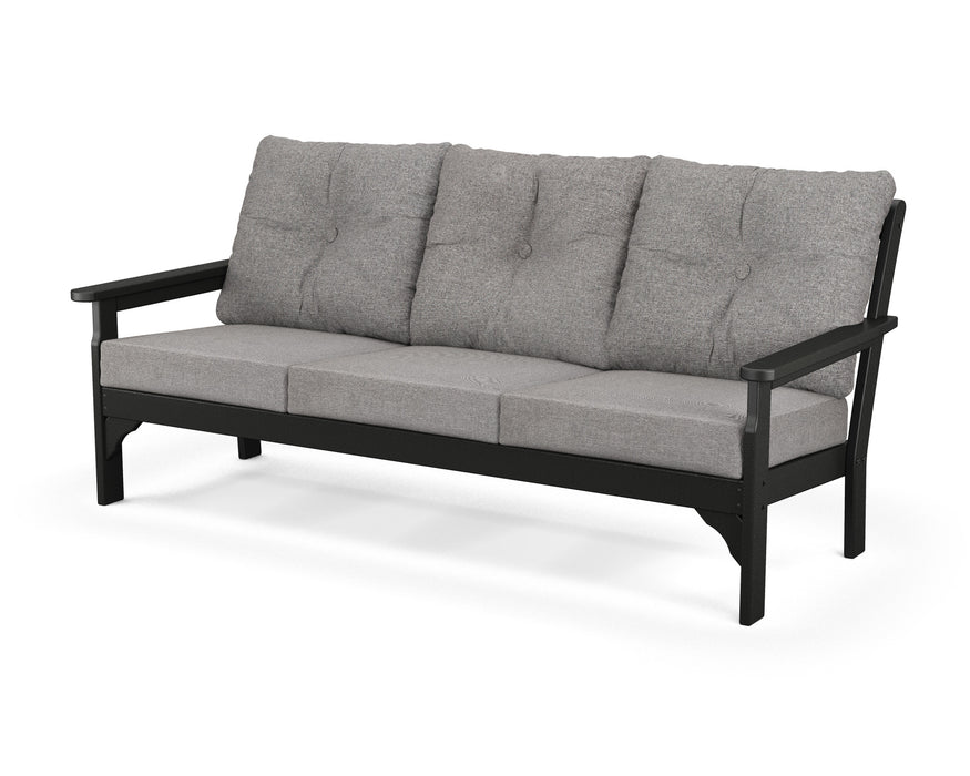 POLYWOOD Vineyard Deep Seating Sofa in Black with Grey Mist fabric