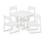POLYWOOD EDGE 5-Piece Farmhouse Trestle Side Chair Dining Set in White