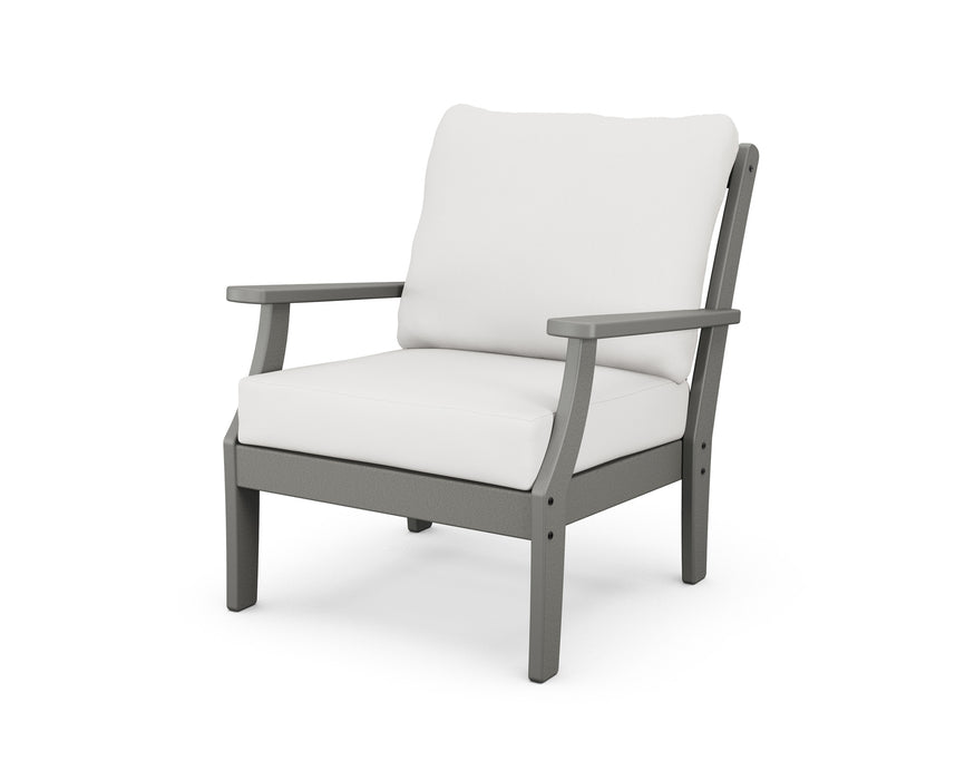 POLYWOOD Braxton Deep Seating Chair in Teak with Natural fabric