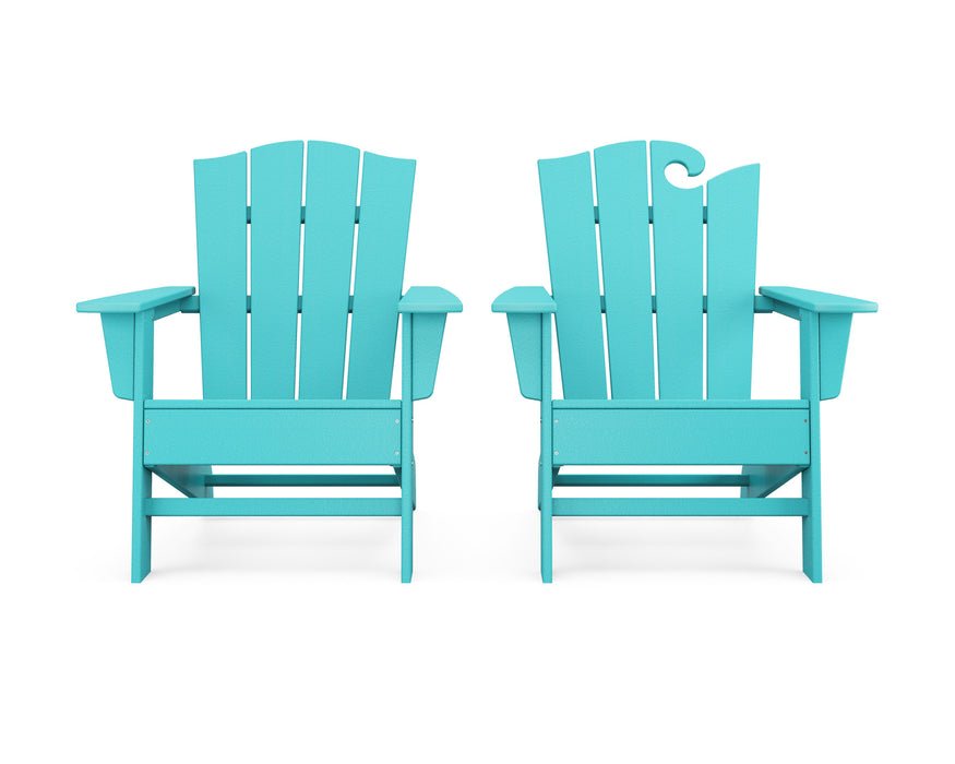 POLYWOOD Wave 2-Piece Adirondack Chair Set with The Crest Chair in Aruba