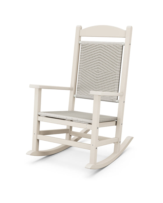 POLYWOOD Presidential Woven Rocking Chair in Sand / White Loom
