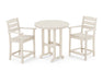 POLYWOOD Lakeside 3-Piece Round Counter Arm Chair Set in Sand