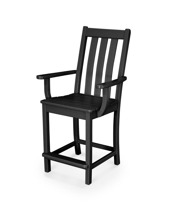 POLYWOOD Vineyard Counter Arm Chair in Black