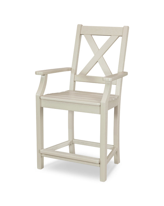 POLYWOOD Braxton Counter Arm Chair in Sand