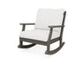 POLYWOOD Braxton Deep Seating Rocking Chair in White with Marine Indigo fabric