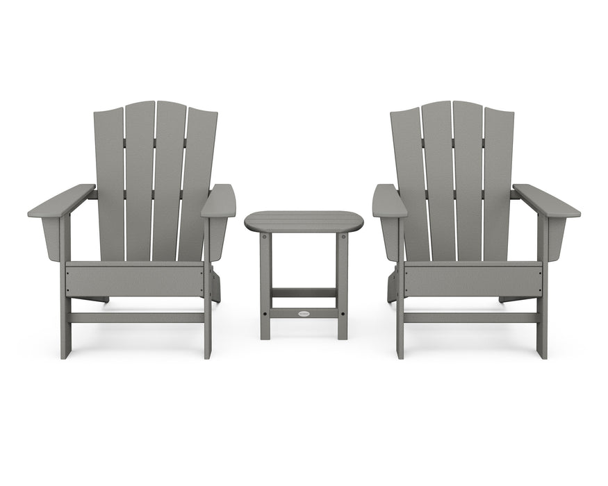 POLYWOOD Wave 3-Piece Adirondack Chair Set with The Crest Chairs in Slate Grey