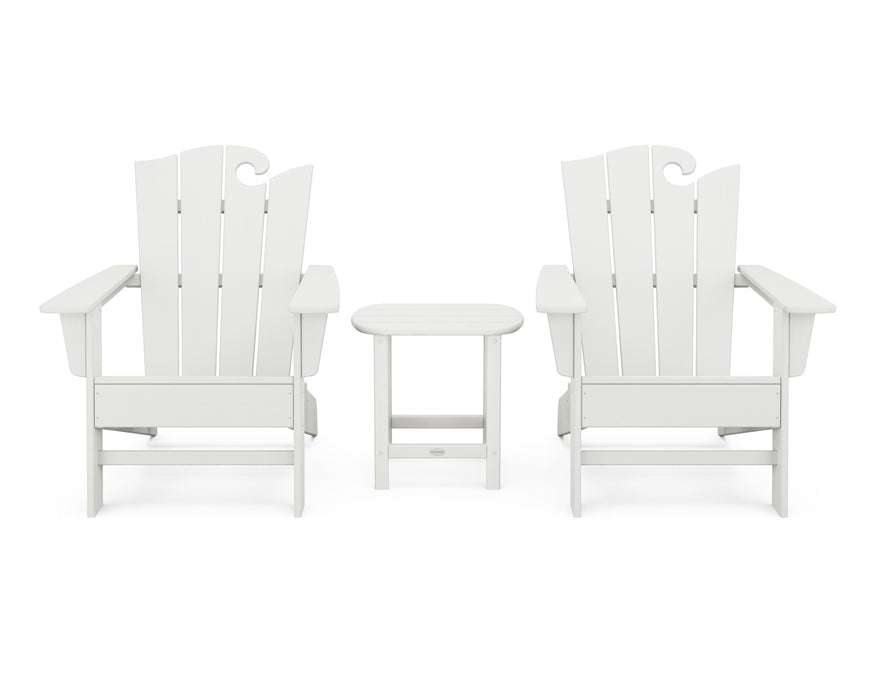 POLYWOOD Wave 3-Piece Adirondack Set with The Ocean Chair in Vintage White