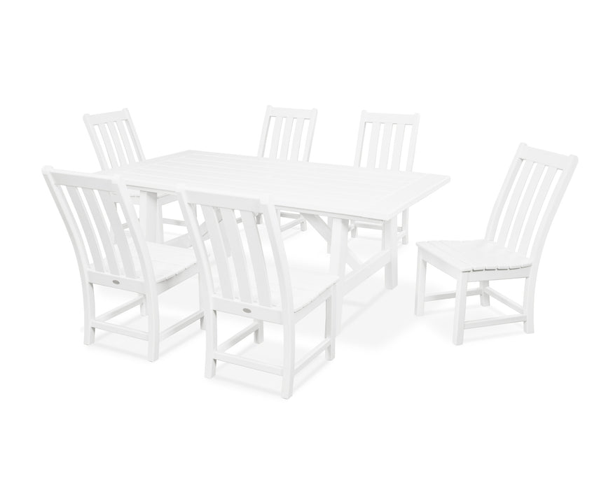 POLYWOOD Vineyard 7-Piece Rustic Farmhouse Side Chair Dining Set in White
