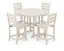 POLYWOOD Lakeside 5-Piece Round Counter Side Chair Set in Sand