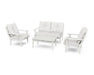 POLYWOOD Lakeside 4-Piece Deep Seating Set in Vintage White with Ash Charcoal fabric