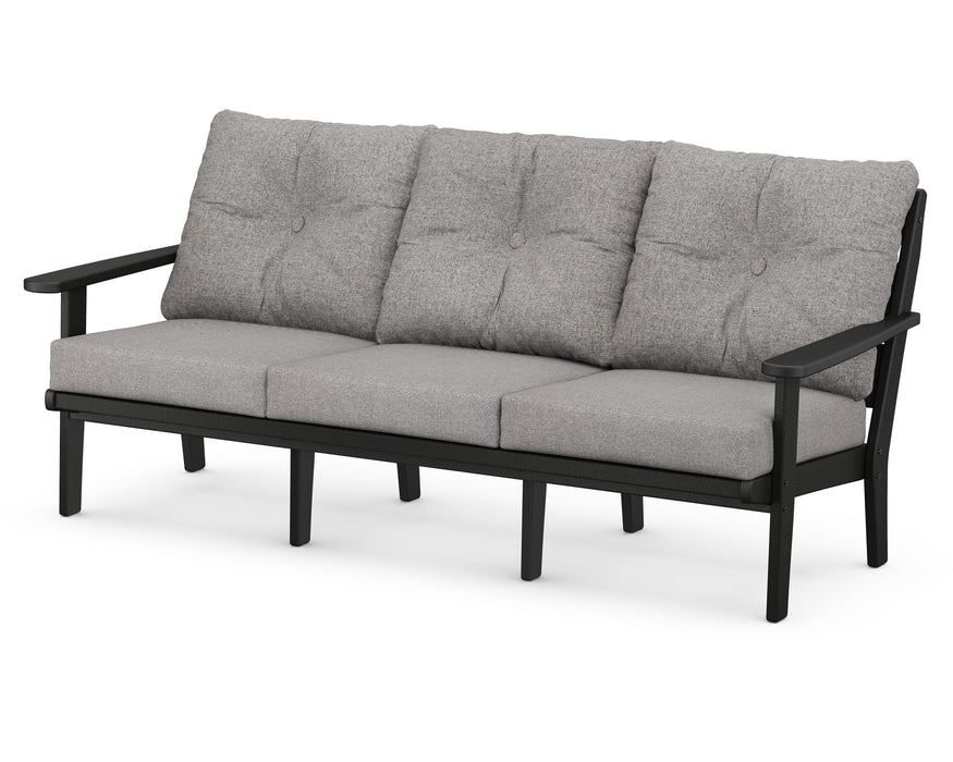 POLYWOOD Lakeside Deep Seating Sofa in Vintage Coffee with Ash Charcoal fabric