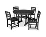 POLYWOOD 5 Piece La Casa Side Chair Dining Set in Black