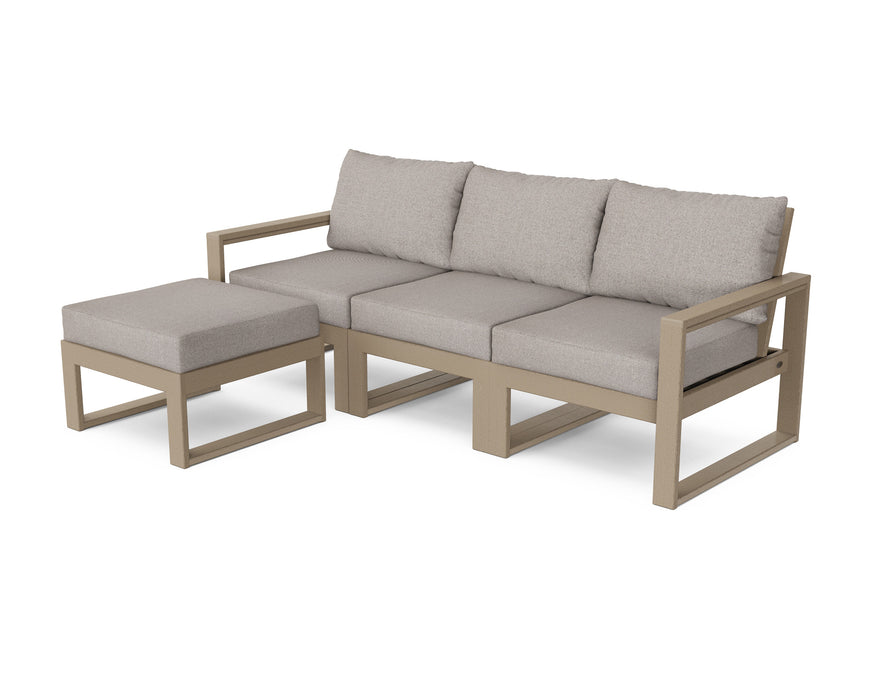 POLYWOOD® EDGE 4-Piece Modular Deep Seating Set with Ottoman in Mahogany with Spiced Burlap fabric