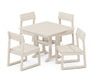 POLYWOOD EDGE 5-Piece Farmhouse Trestle Side Chair Dining Set in Sand