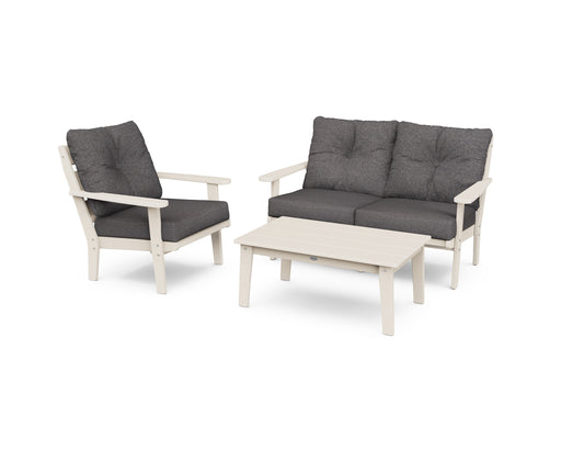 POLYWOOD Lakeside 3-Piece Deep Seating Set in Sand with Ash Charcoal fabric
