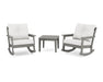 POLYWOOD Vineyard 3-Piece Deep Seating Rocker Set in Slate Grey with Natural Linen fabric