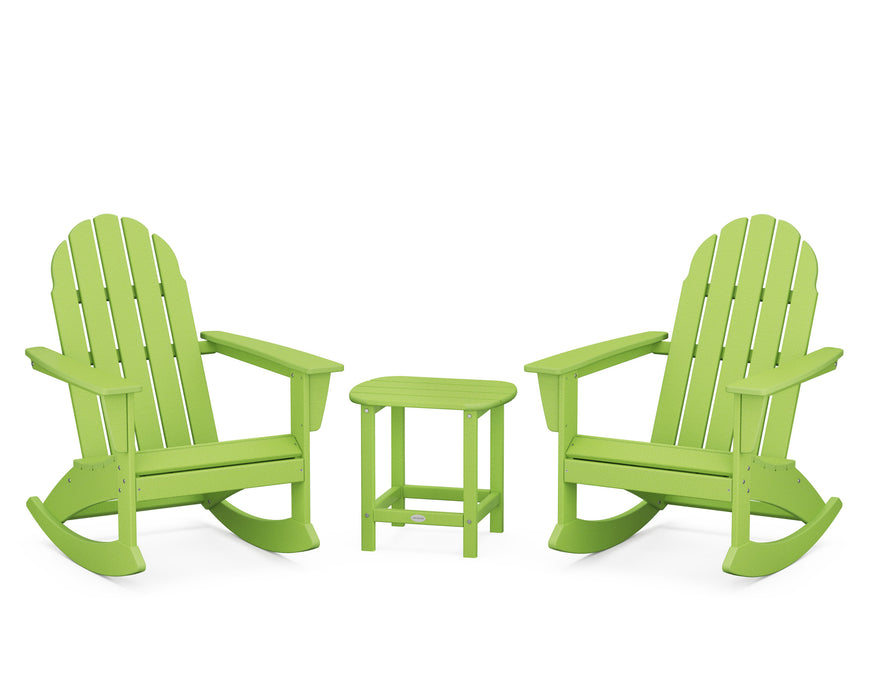 POLYWOOD Vineyard 3-Piece Adirondack Rocking Chair Set with South Beach 18" Side Table in Lime