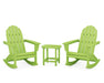 POLYWOOD Vineyard 3-Piece Adirondack Rocking Chair Set with South Beach 18" Side Table in Lime