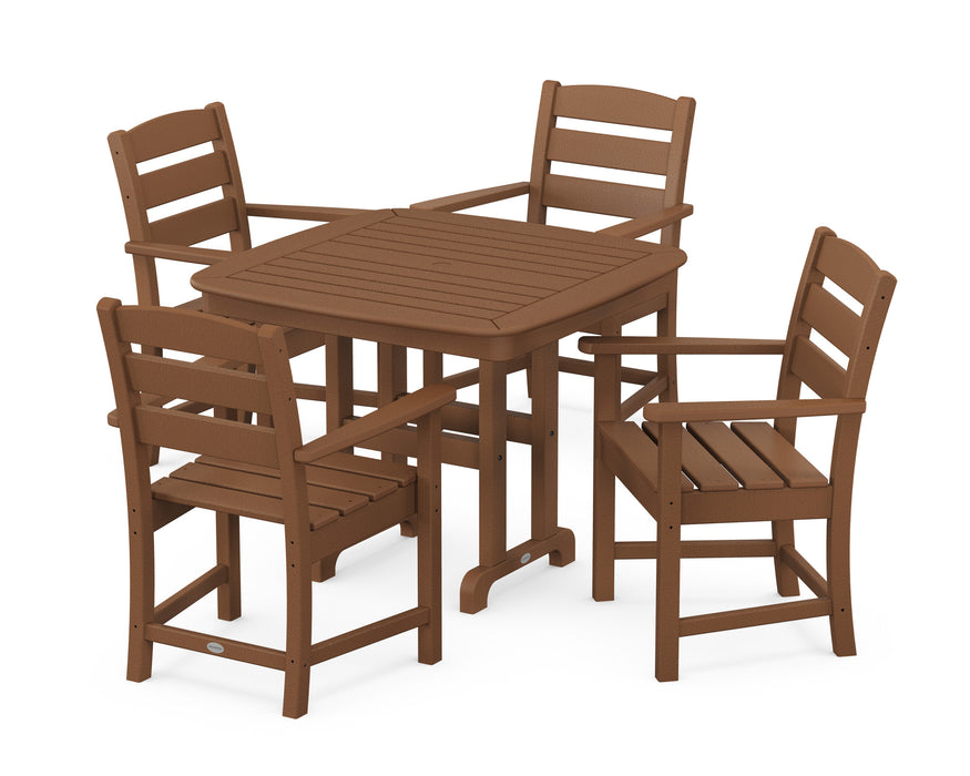 POLYWOOD Lakeside 5-Piece Arm Chair Dining Set in Teak