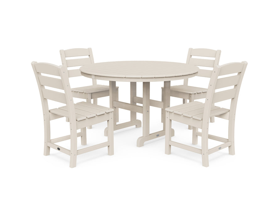 POLYWOOD Lakeside 5-Piece Round Side Chair Dining Set in Sand
