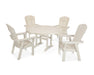 POLYWOOD Nautical Adirondack 5-Piece Round Trestle Dining Set in Sand