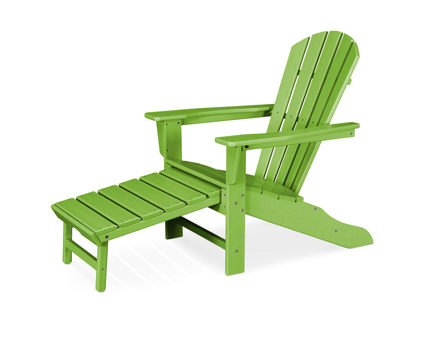 POLYWOOD Palm Coast Ultimate Adirondack with Hideaway Ottoman in Lime