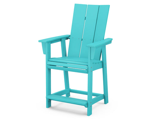 POLYWOOD® Modern Curveback Adirondack Counter Chair in Pacific Blue