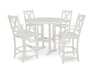 POLYWOOD Braxton 5-Piece Nautical Trestle Arm Chair Bar Set in White