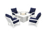 POLYWOOD Vineyard 5-Piece Conversation Set with Fire Pit Table in