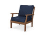 POLYWOOD Braxton Deep Seating Chair in White with Sancy Denim fabric