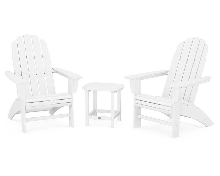 POLYWOOD Vineyard 3-Piece Curveback Adirondack Set with South Beach 18" Side Table in White