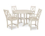 POLYWOOD Braxton 5-Piece Nautical Trestle Arm Chair Counter Set in Sand