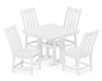 POLYWOOD Vineyard 5-Piece Farmhouse Trestle Side Chair Dining Set in White