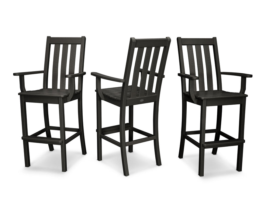 POLYWOOD Vineyard Bar Arm Chair 3-Pack in Black