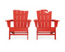 POLYWOOD Wave 2-Piece Adirondack Set with The Wave Chair Left in Sunset Red