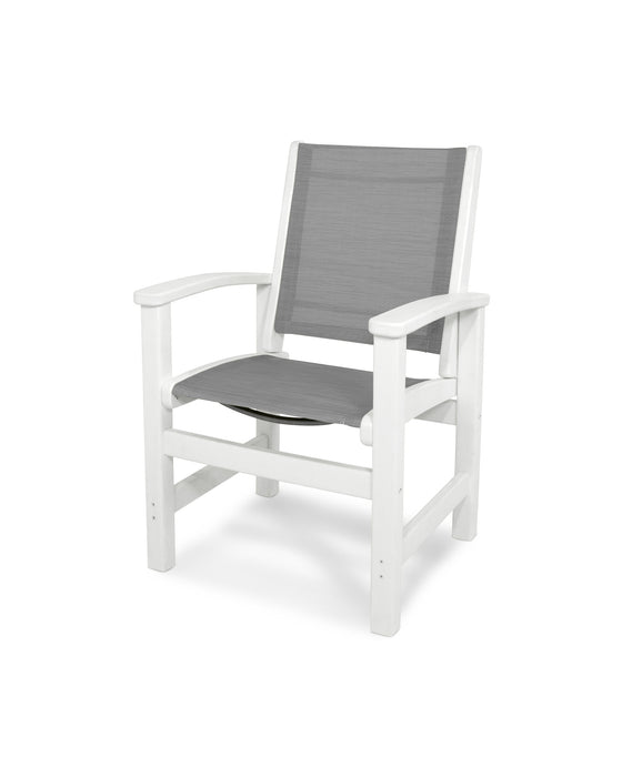 POLYWOOD Coastal Dining Chair in White with Metallic fabric
