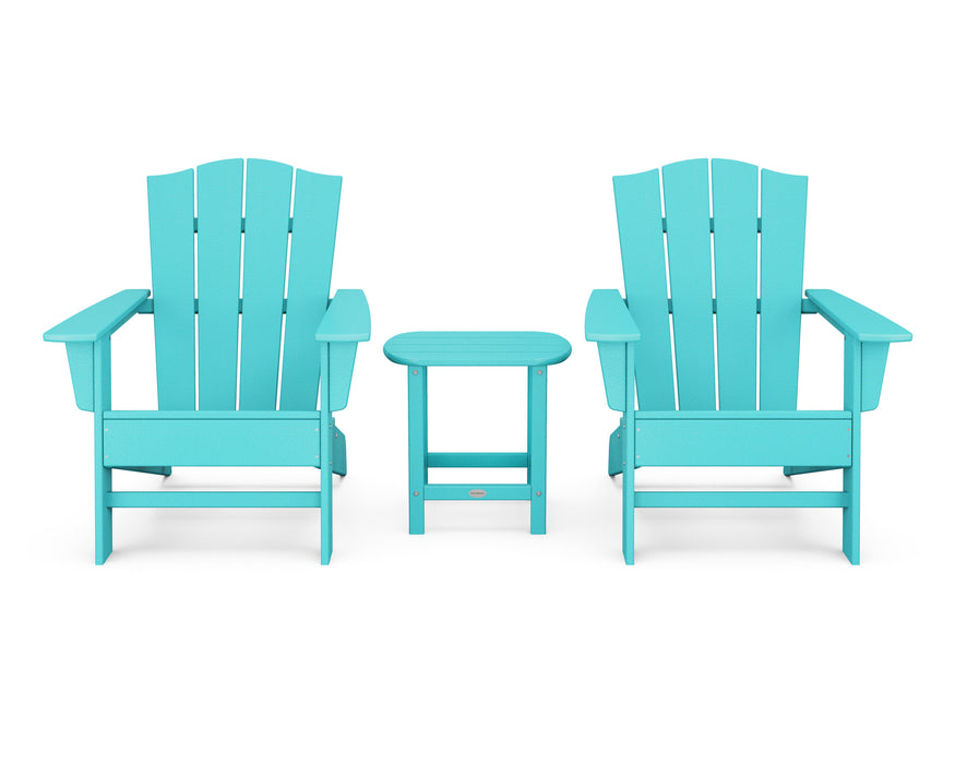POLYWOOD Wave 3-Piece Adirondack Chair Set with The Crest Chairs in Aruba