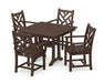 POLYWOOD Chippendale 5-Piece Farmhouse Trestle Arm Chair Dining Set in Mahogany