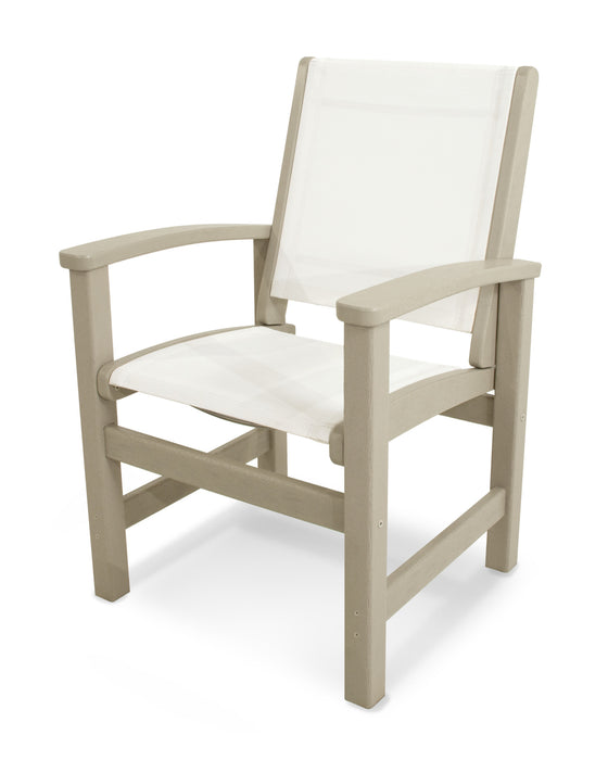 POLYWOOD Coastal Dining Chair in Sand with White fabric