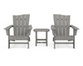 POLYWOOD Wave 3-Piece Adirondack Chair Set in Slate Grey