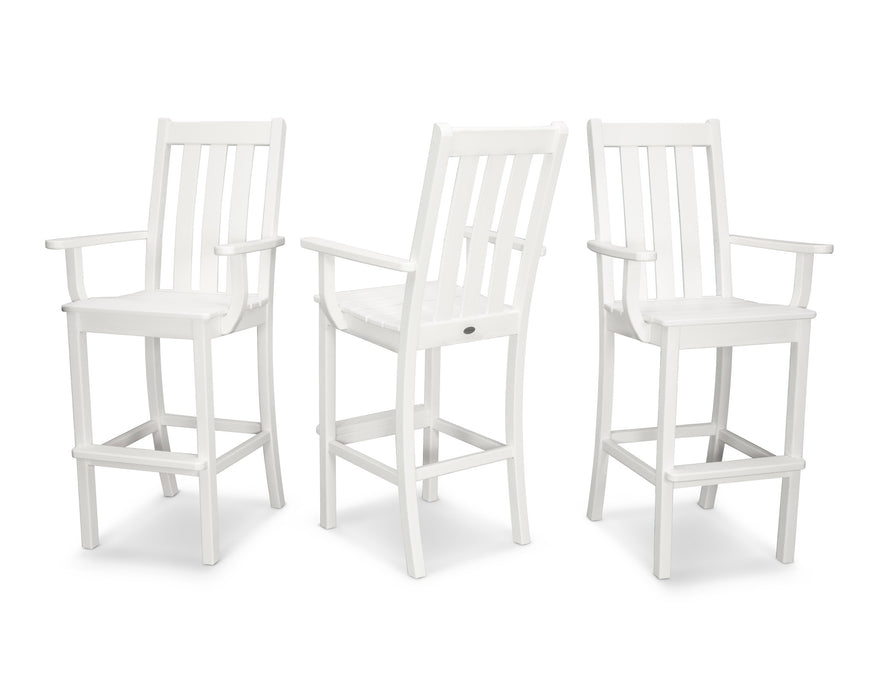 POLYWOOD Vineyard Bar Arm Chair 3-Pack in White