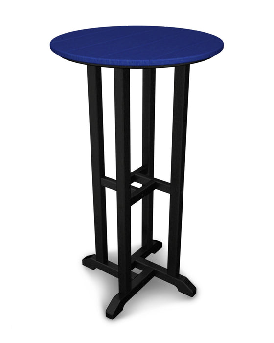 POLYWOOD Contempo 24" Round Bar Table in Black / Pacific Blue