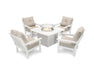POLYWOOD Vineyard 5-Piece Conversation Set with Fire Pit Table in