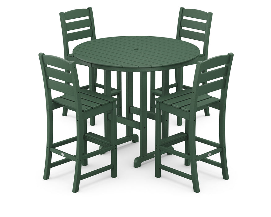 POLYWOOD Lakeside 5-Piece Round Bar Side Chair Set in Green