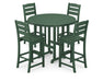 POLYWOOD Lakeside 5-Piece Round Bar Side Chair Set in Green